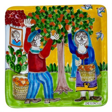 Piatto Quadrato 24x24 DS Raccolta delle Arance Piatto Quadrato 24x24 DS Raccolta delle Arance